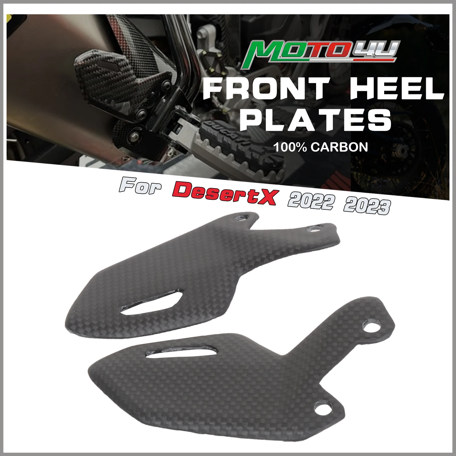 

Мотоциклетные комплекты MOTO4U для Ducati Desert-X 2022, 2023, 2024, 100%, из углеродного волокна, защита передней пятки, подножка, задние комплекты, модифицированные мотоциклетные