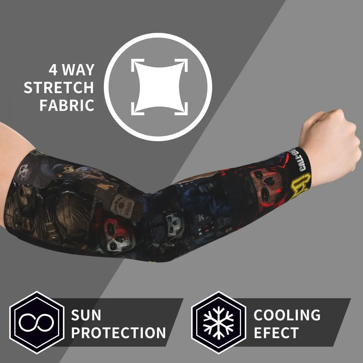 Simon Ghost Riley Arm Sleeves Men Women Sun UV Protection Tattoo Cover Up Sports Cooling Cycling