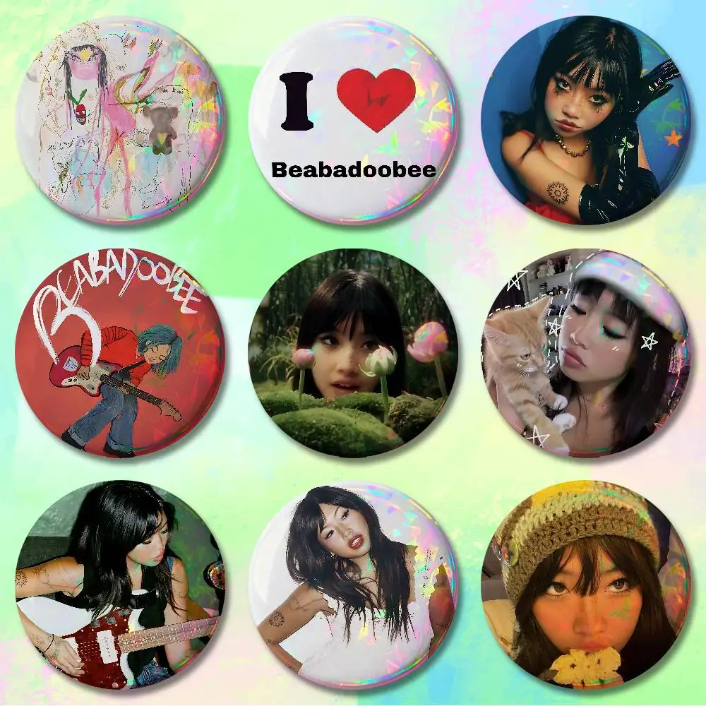 B-Beabadoobee-S Beatopia 58mm 44mm HD Print Brooch Badges Pretty Derby Round Display Brooches Lapel Pins