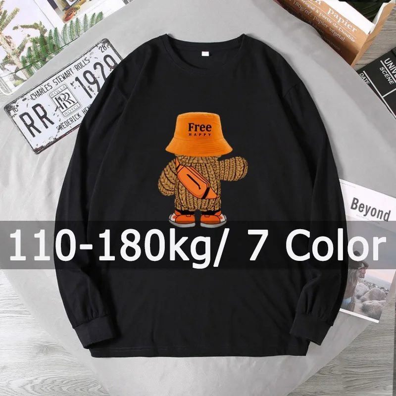 

Men's Sweatshirt Pullovers Plus Size Long Sleeve T-shirt Big Size 110-180kg 5XL 6XL 7XL Autumn Winter Large Size Men Clothing