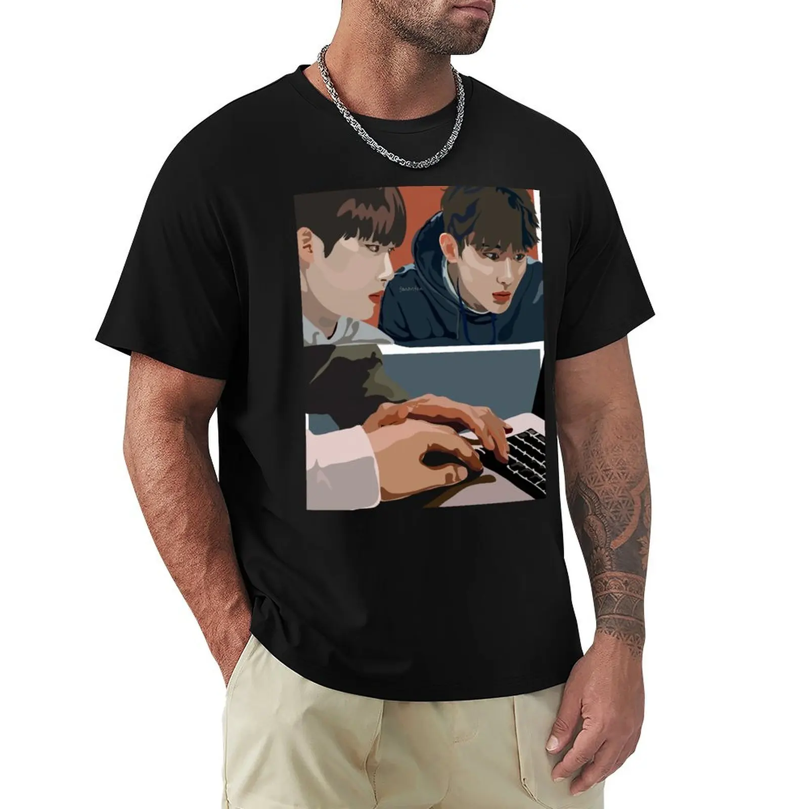 Our Dating Sim BL Office Romance Collage - red blue T-Shirt Plus Size Comfort Fit Tee