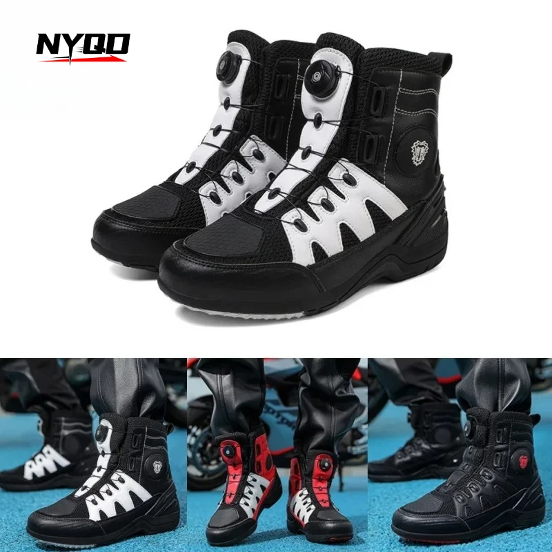 

Retro High-Top Men's Motorcycle Riding Shoes Anti-Fall Off-Road Boots Four Seasons Protection Gear for Bikers And Riders