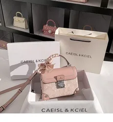 High Quality Pink Casual Bag Fashion Embroidery Square Bag Textured Women's Handbag Lady Purse Shoulder Crossbody Bag