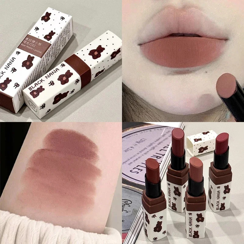 Nude Brown Matte Lipsticks 4 Colors Longlasting Soft Mist Velvet Lip Mud Waterproof Low Saturation Sexy High Pigment Lip Gloss