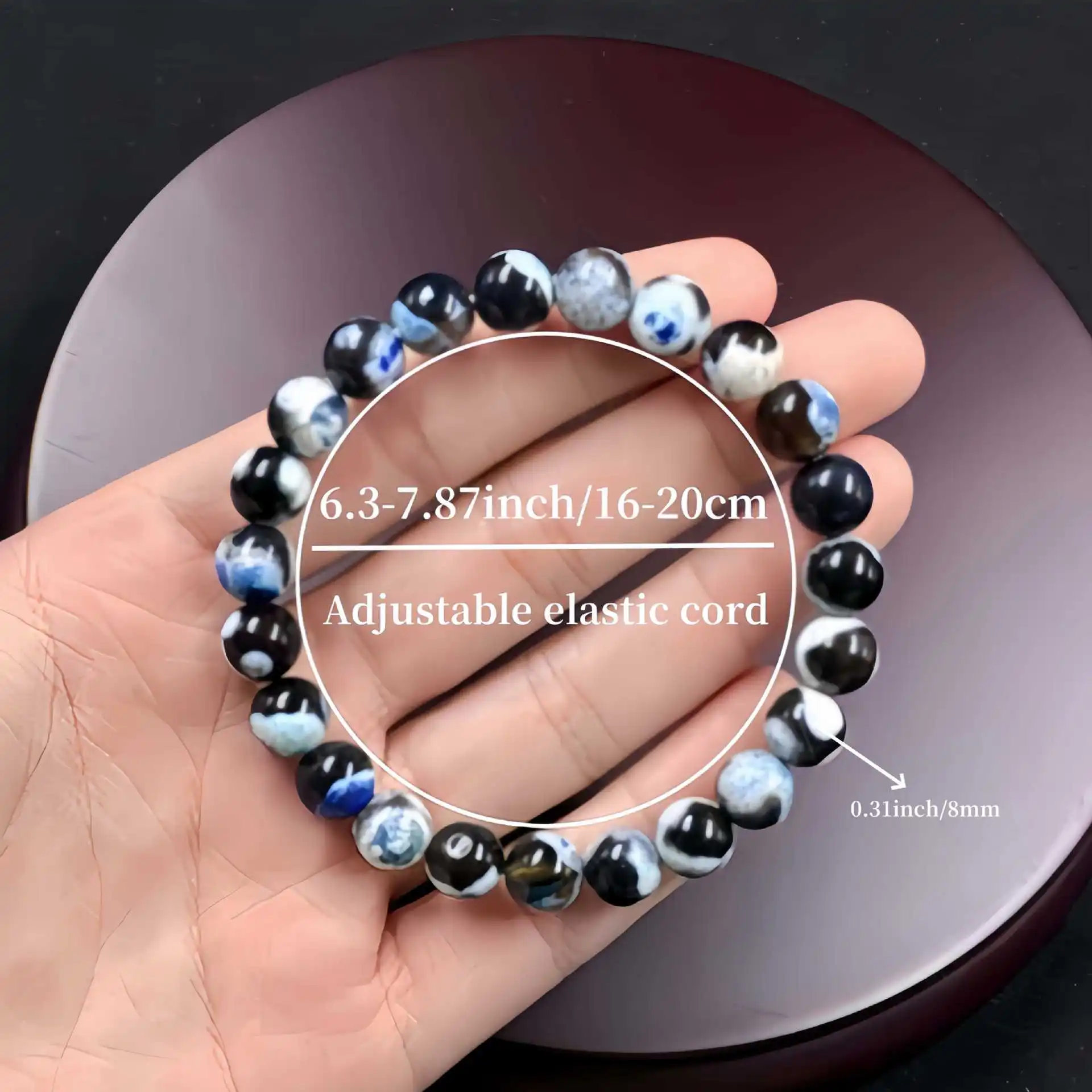 

Handmade 8mm Natural Agate Stone Bracelet Chakra Beaded Energy BraceletsFashion Jewelry Gifts for Men and Women