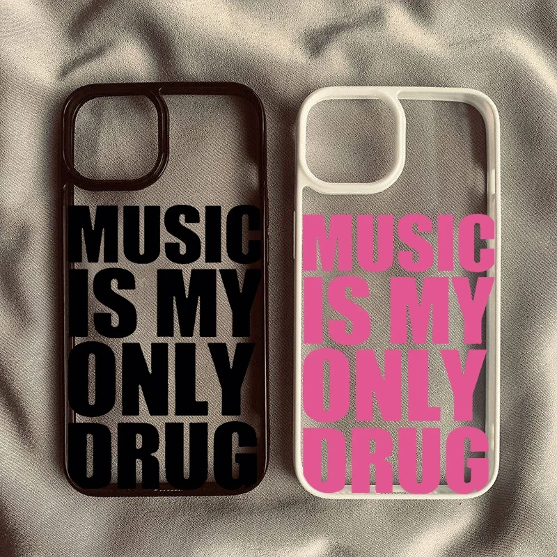 Funda para Teléfono con Diseño de Música del Alfabeto 'Es Mi Única Drogas', Divertida, Moderna, en Inglés, para iPhone 17 16 15 14 13 12 11 Pro XR XS X Max 7 8 Plus Y2K