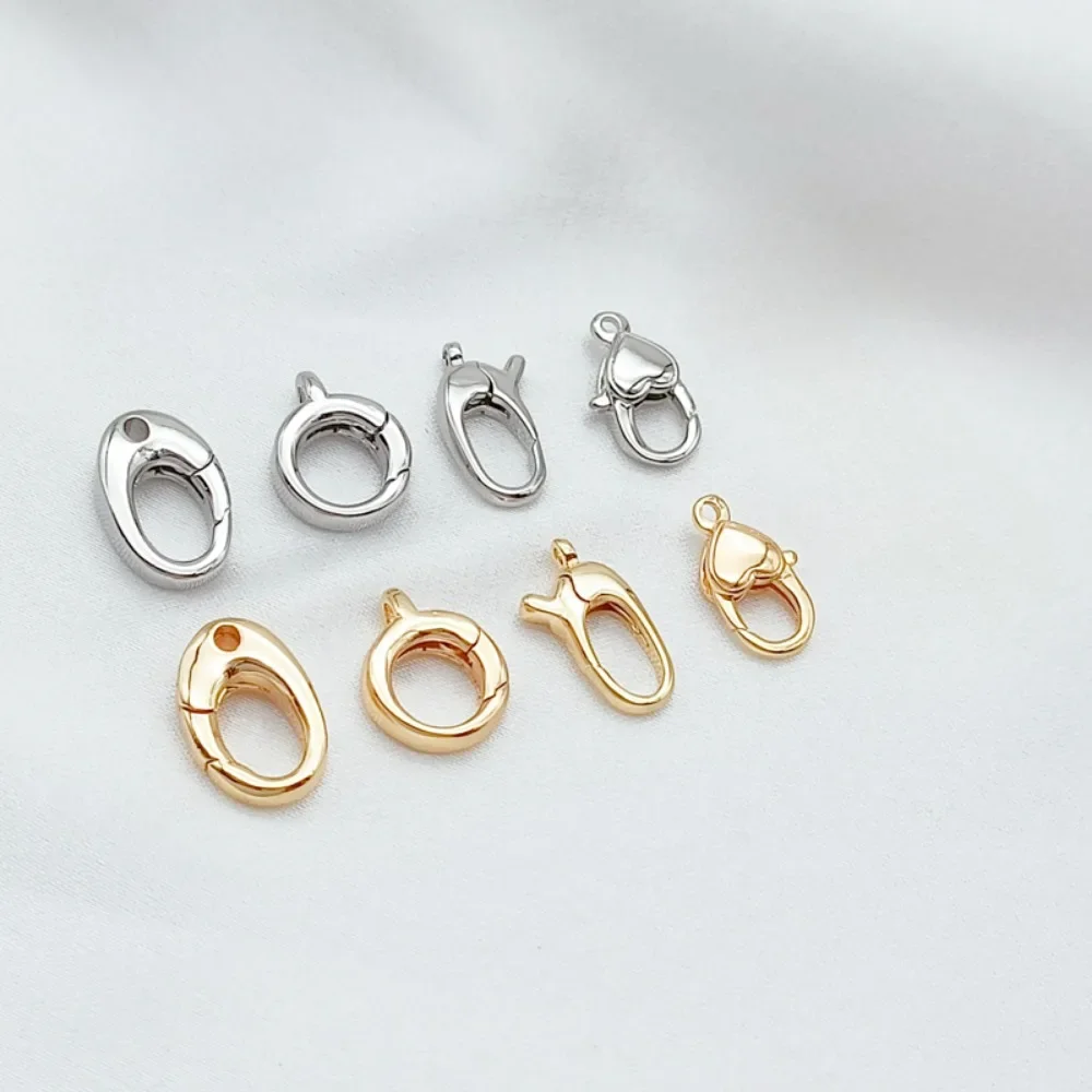 

Позолоченная застежка-лобстер 14 карат, круглая пружинная застежка в форме сердца, U-образная застежка, браслет ручной работы своими руками, застежка на конце ожерелья