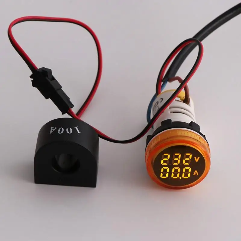 652F Round Digital Voltmeter Ammeter 2 in 1 Indicator Easy to install AC 50-500V 0-100A  Electrical Components Replaceable