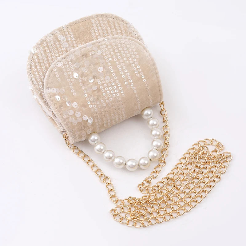 Hot selling fashion children's shoulder bag, pearl powder girl zero wallet, hot selling princess bag, women's handbag wallet