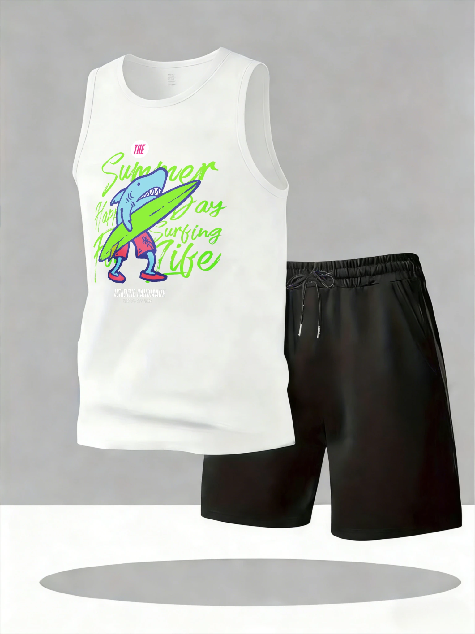 

Men's Tank Top Sets 2026 Summer Quick drying running sports jogging suit seaside Two-piece sets oversize Breathable crewneck