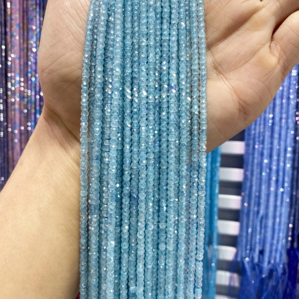 2x3MM Natural Faceted Zircon Rondelle Stone Beads Natural Stone Loose Beads for Jewelry Making Diy Bracelet Accessories