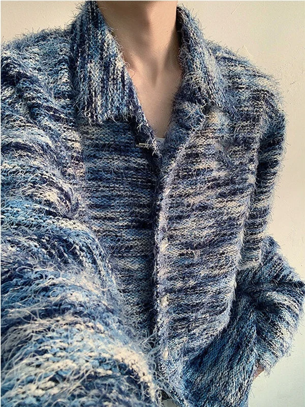 

American High Street Mixed Color Men's And Women's Spring oulder Pad irt Jaet Sli Fluffy Fabric Warm Long Sve