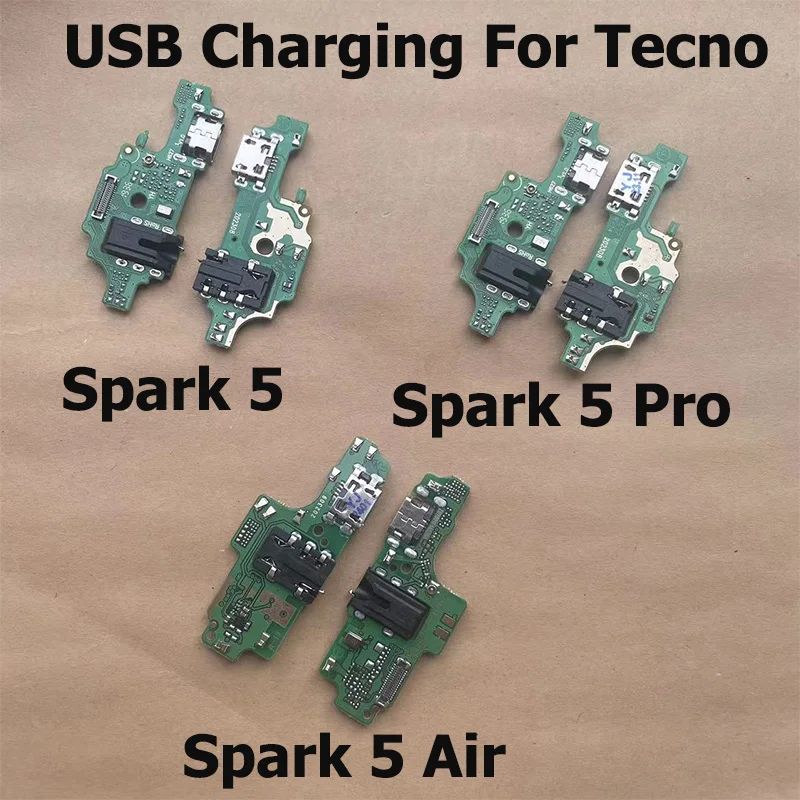 For Tecno Spark 5 Air Pro USB Power Charging Connector Plug Dock Port Mic Flex Cable Board Spare Parts