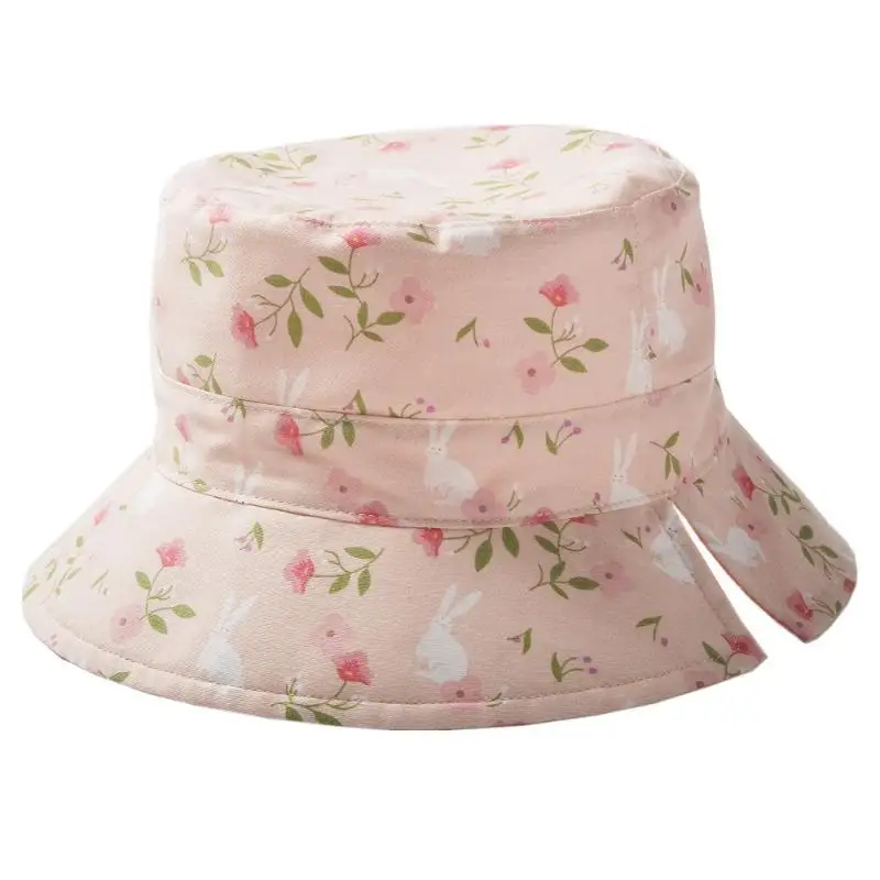 Atmungsaktiver Baumwoll-Doppelseitiger Sonnenhut für Babys, atmungsaktiv und sonnenschützend, dünner Bucket-Hut mit Cartoon-Print – Detail 5
