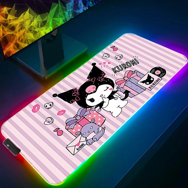 

Коврик для мыши RGB kuromi Gamer Keyboard, коврик для мыши разных размеров, коврик для компьютерного стола, игровой коврик с подсветкой, коврики для мыши для LOL CSGO