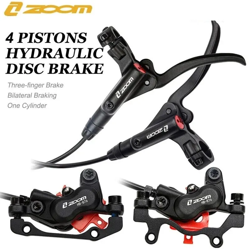 ZOOM HB-876 4-Piston Hydraulic Disc Brake MTB Bike Left Front Right Rear Bike Brake Caliper Hydraulic Brakes For Bike Brake