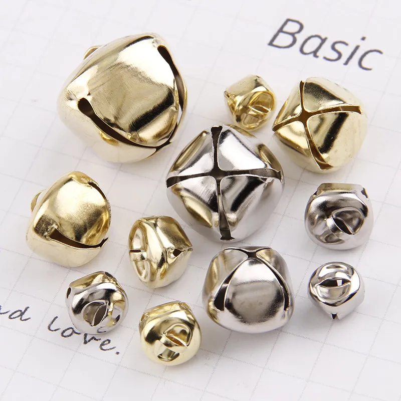 12/13/15/20/24/28mm Christmas Jingle Bells Gold White K Cross Bells  for Party Christmas Tree Decoration DIY Crafts Accessories