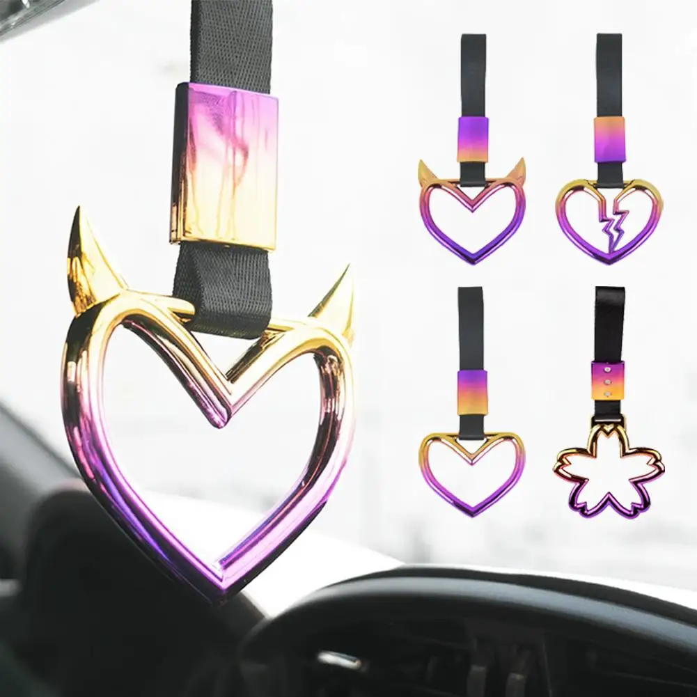 

Colorful Car Tow Strap Handle Heart Train Bus Hand Warning Strap Drift Styling Hook Tow Charm Strap Sticker Car Q9T9