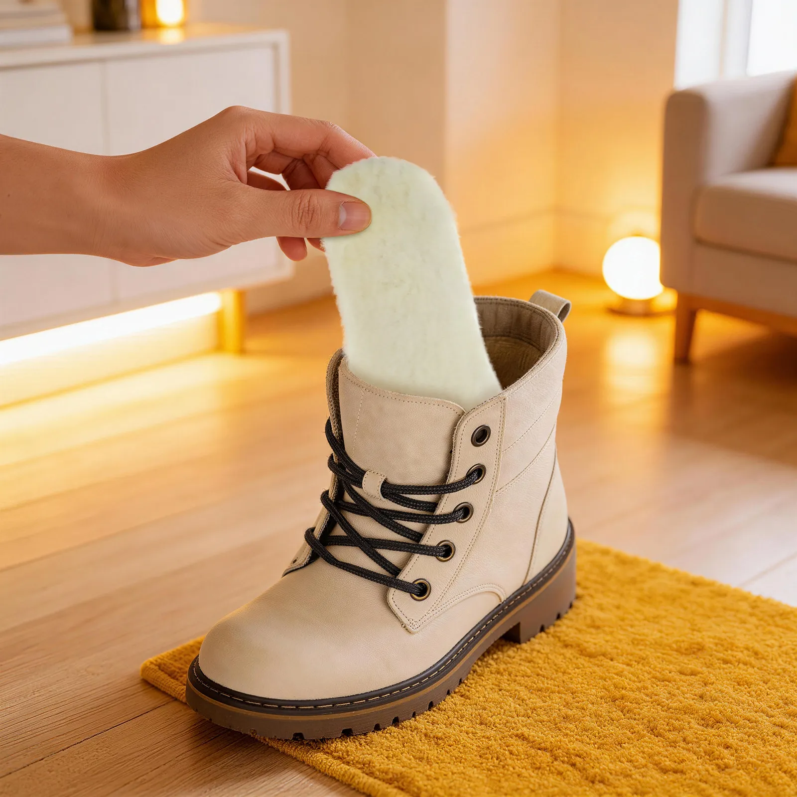 

1 пара утолщенных шерстяных теплых стельок из флиса для зимних ботинок и кроссовок, комфортные, эластичные, с функцией снятия давления, унисекс