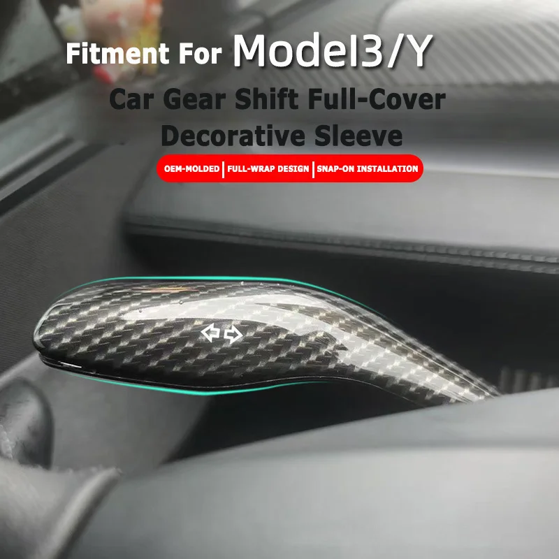 

Car Gear Shift Full-Cover Decorative Sleeve for Tesla Model 3 Highland Model Y 2023+ Juniper 2024 2025 Car Shifter Trim Cover
