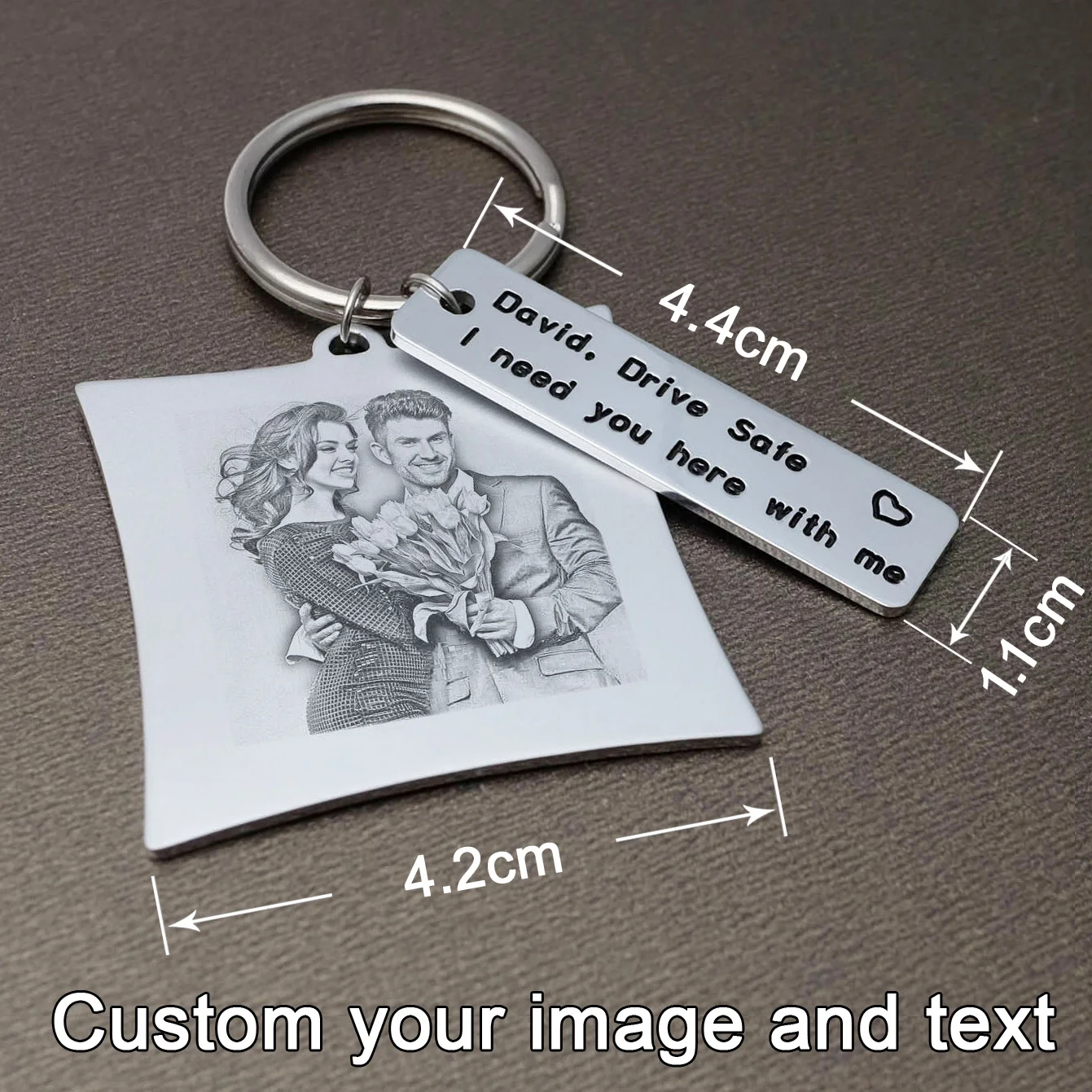 Personalized Picture Keychain, Custom Photo Keychain, Engraved Key Chain, Photo Keyring, Gift For Him, New Year Gifts