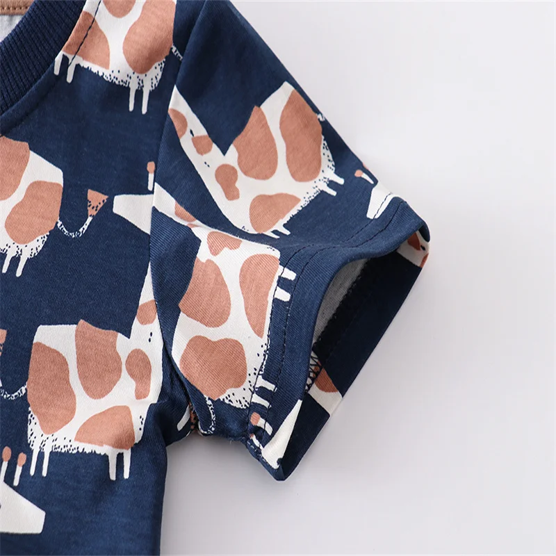 Jumping Meters New Arrival  Giraffe Baby Outfits Summer Short Sleeve Children\'s Clothing Sets Toddler Kids 2 Pcs Suits Outfits