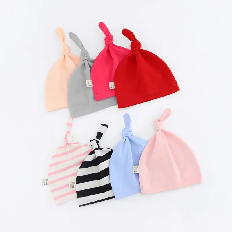 Children's knotted hat infant overhead cap baby hat solid colour colours newborn tangled cap babies