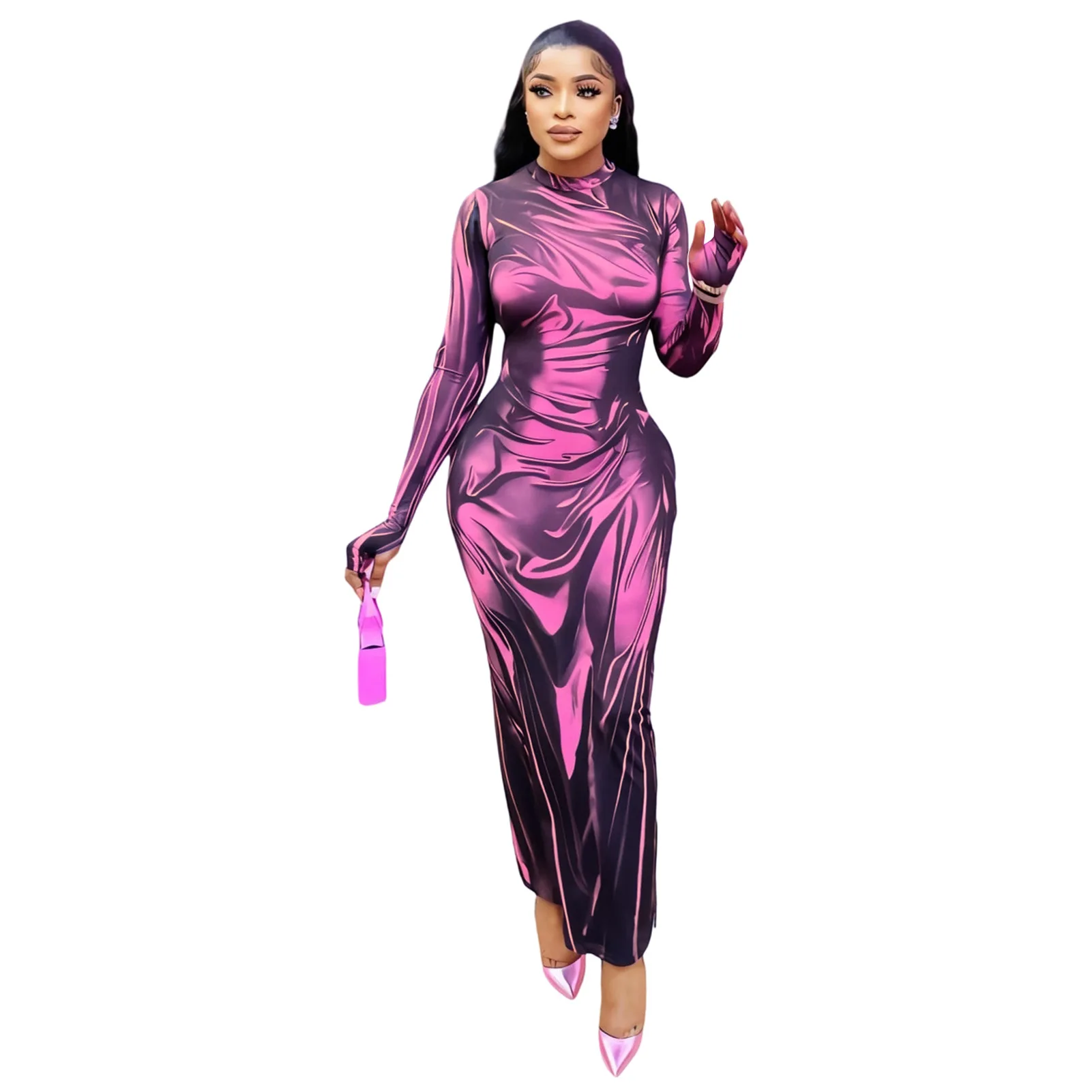 

Autumn Fashion Women Long Sleeve O-neck Polyester Long Maxi Dress Dashiki African Dresses for Women Outfits Africa Clothing