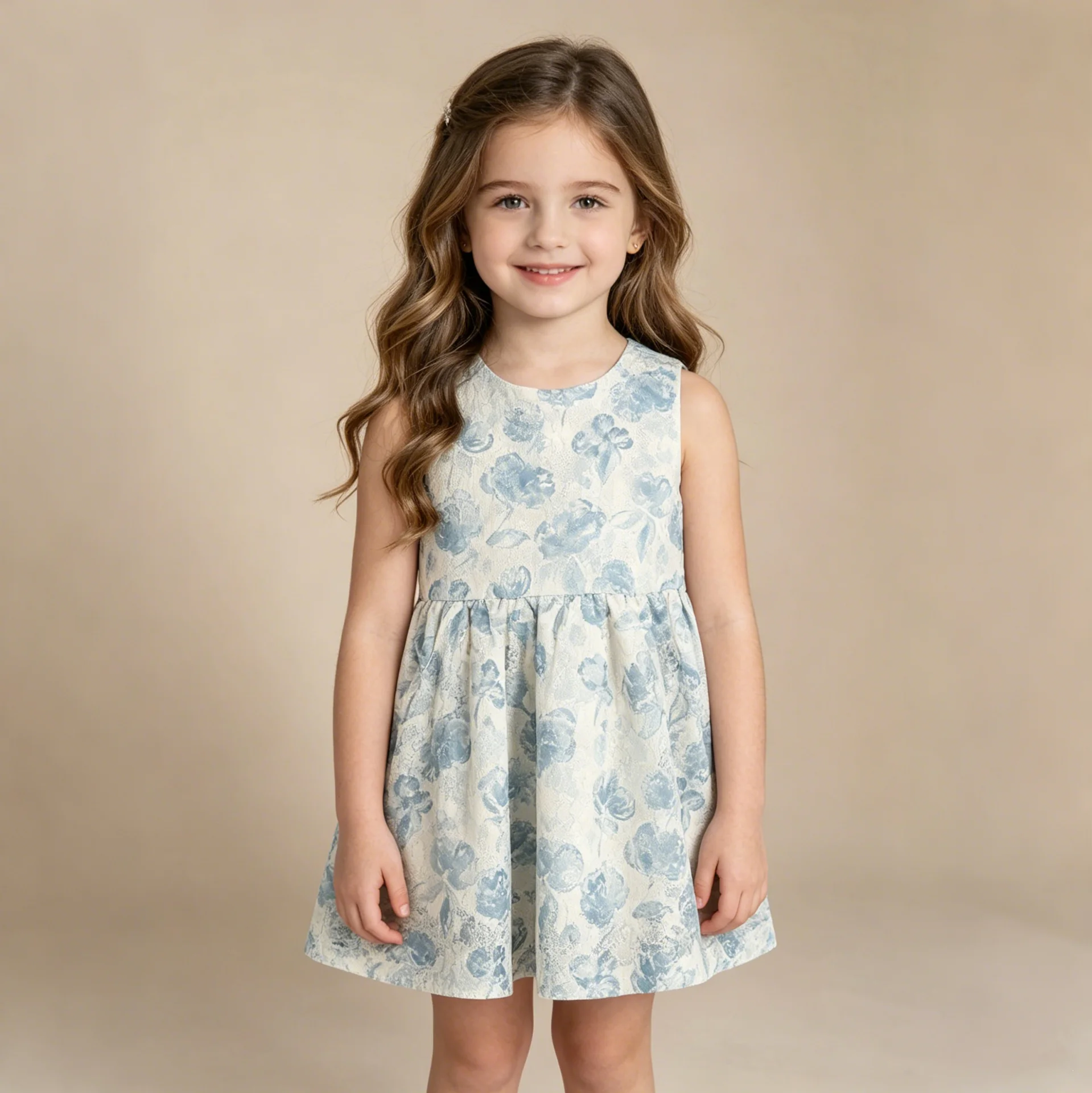 Summer New 2-7 Years Girls Fashion Sweet Print Bow Appliques Cute Sleeveless Vest Dress 1 Pc Kids Daily Casual Clothes 1702