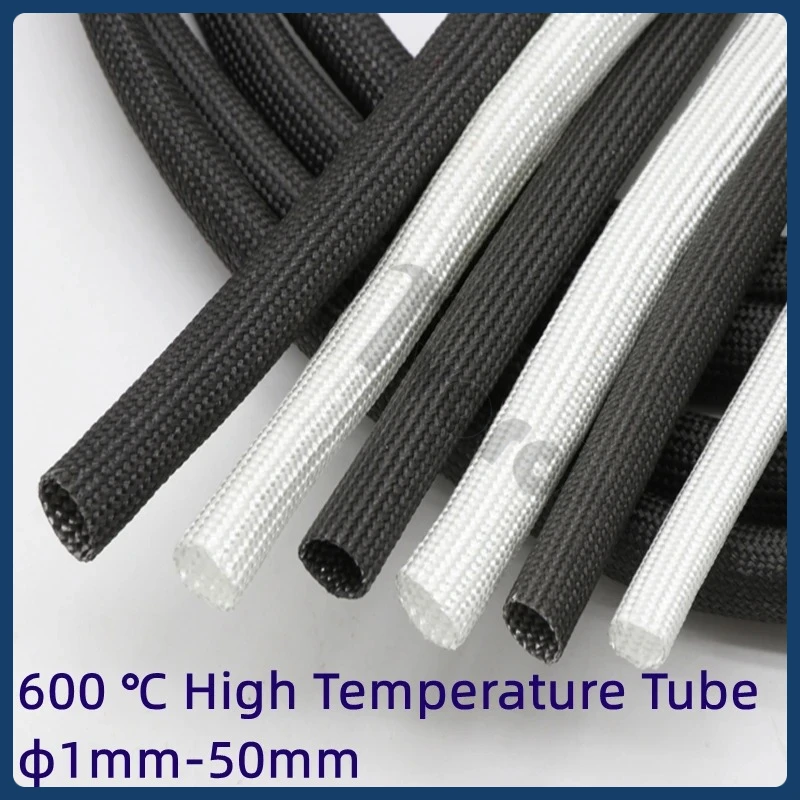 

1M φ1mm-50mm Alkali-free Glass Fiber Yarn Sleeve Insulation Tube Resistant to 600 ℃ High Temperature Sleeve