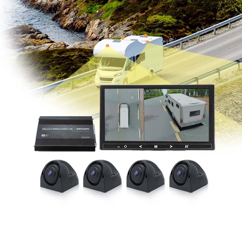 

3D Bird View Car Camera System Birds Eye Caravan AHD Truck Bus Motorhome Camera Surround View Panoramic Parking System