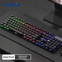 104 Keys Punk RGB Backlit Ergonomic USB Wired Keyboard with Breathing Light Backlight Gaming Keyboard for Laptop PC Mac Computer
