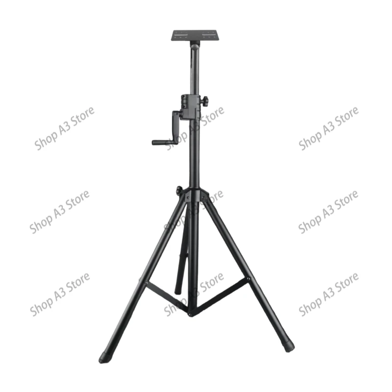 Hand Crank Height Adjustable Floor Support Pole, Metal Dual Subwoofer Speaker Mount Bracket