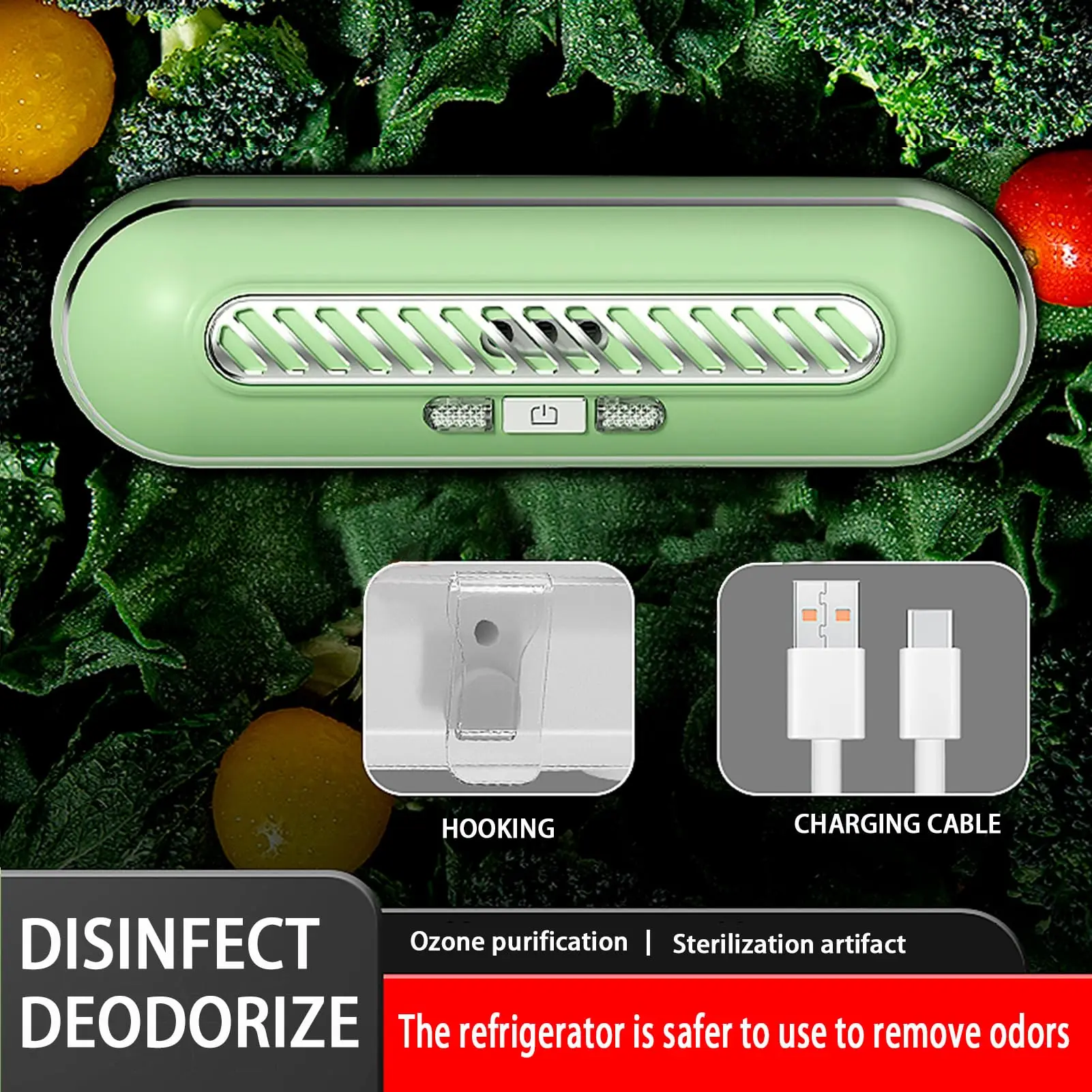 Esterilizador de ozono, eliminador de olores de refrigerador, purificador de aire para gabinete de zapatos de cocina doméstico, desinfección y eliminador de olores