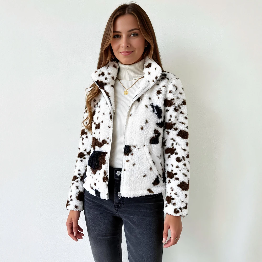 

Casual Plush Coat Spring Dress Autumn Fashionable Women's Outerwear Comfortable Soft Material No Decoration