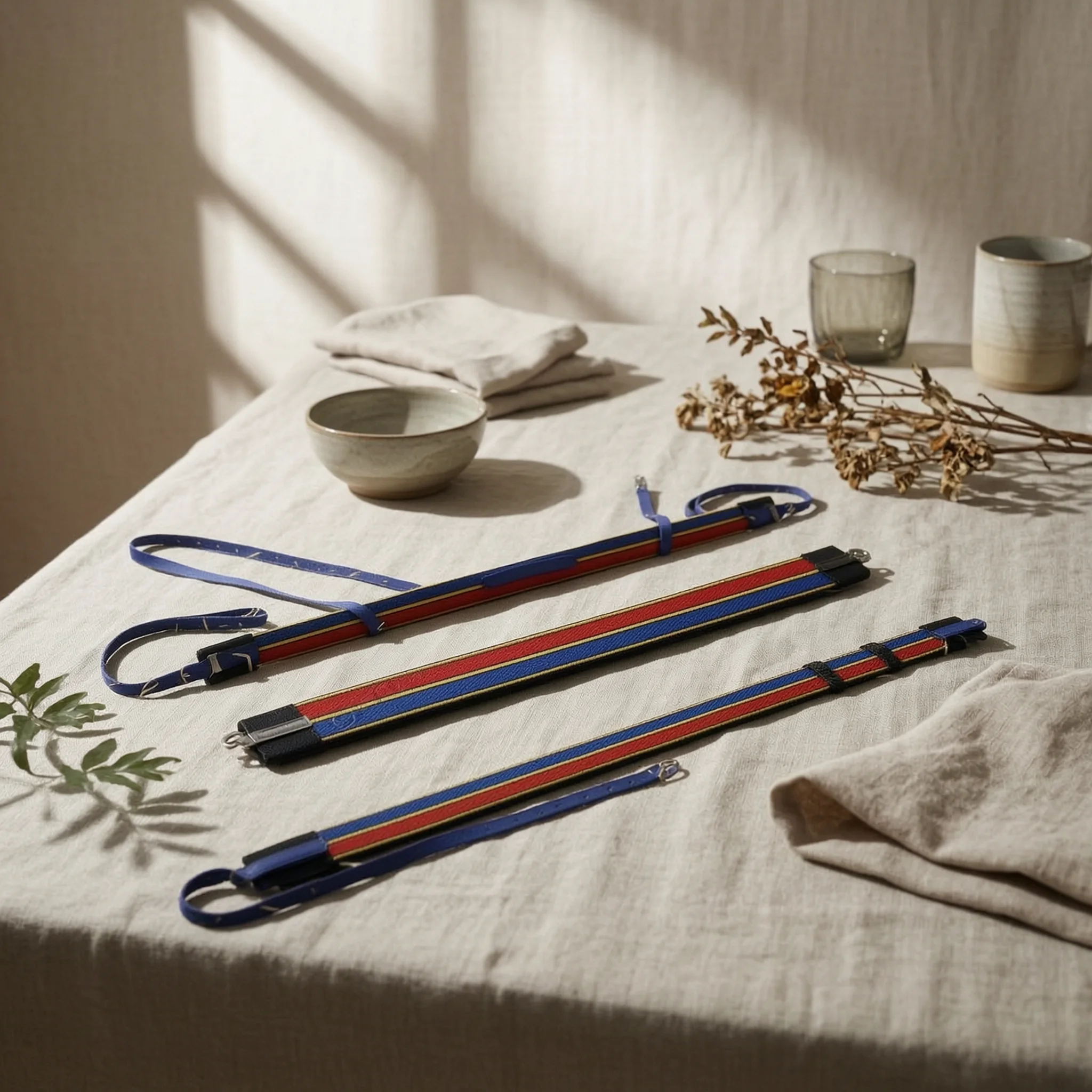 3-pieces-girth-strap-set-woven-woven-fabric-horse-riding-tack-set-surcingle-strap-adjustable-equestrian-gear-metal-buckle