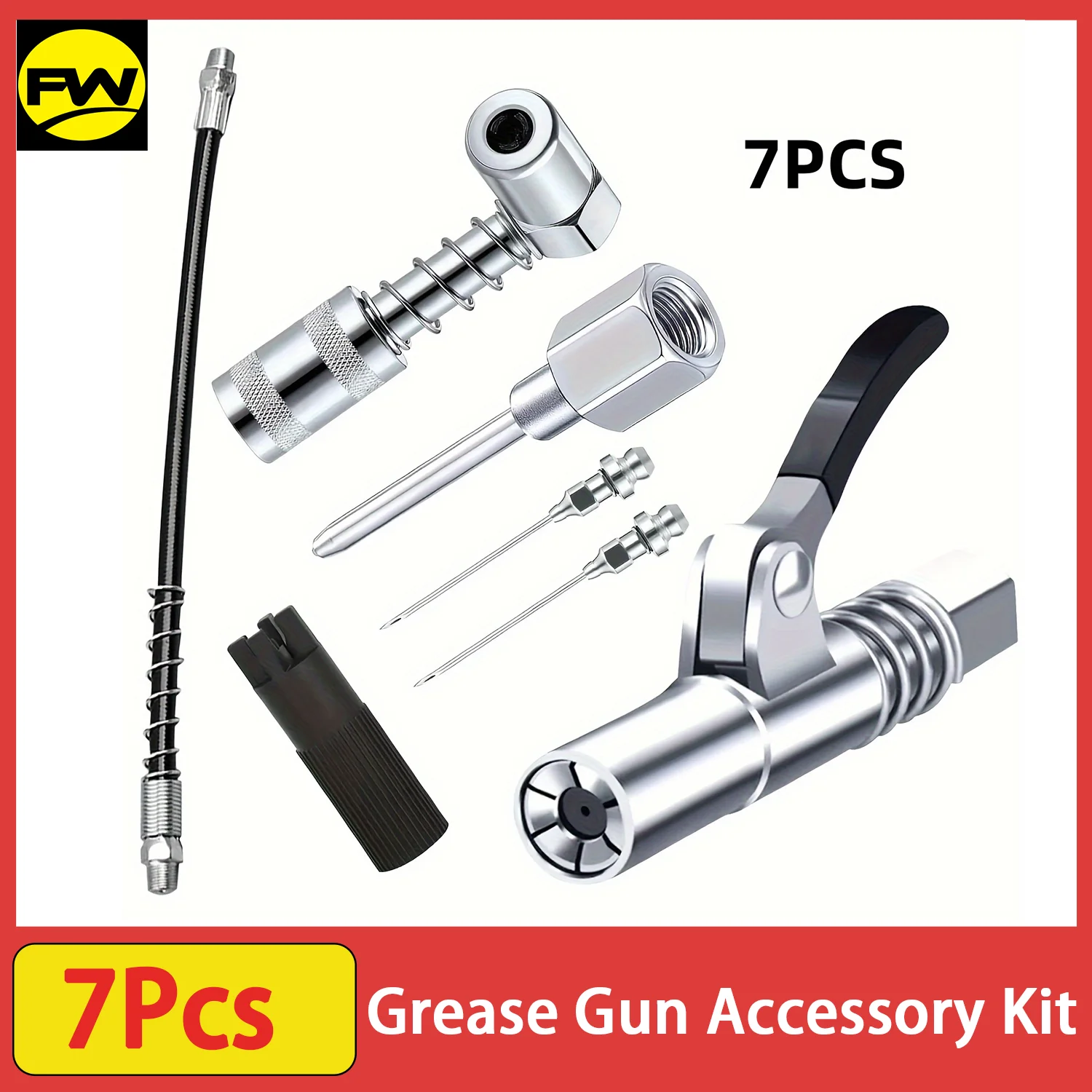 ملحق مسدس الشحوم - موزع إبرة، 2 فوهة إبرة، 90 °   محول مقرنة الشحوم، مقرنة، خرطوم 12 بوصة، منظف تركيب زيرك