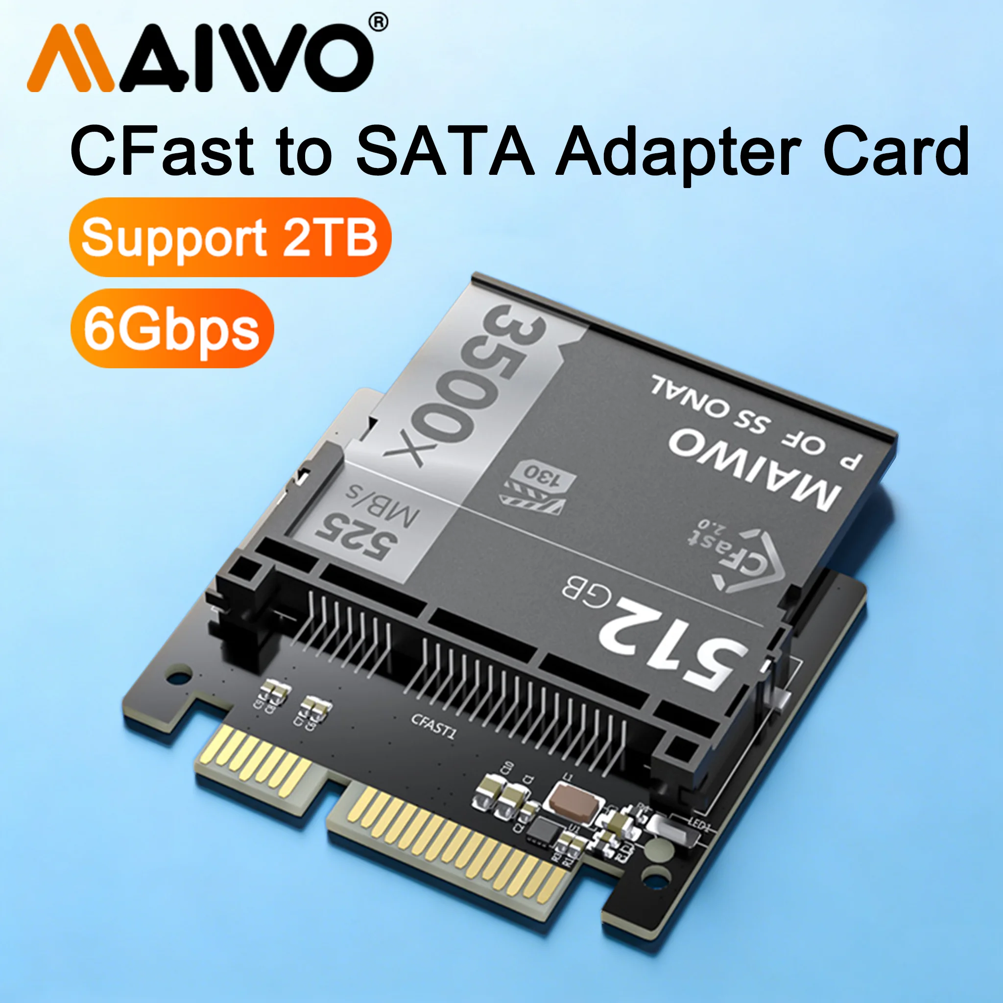 

MAIWO Flash Memory Card 512GB High Speed CFast to SATA 3.0 Adapter Card for CFast 1.0/2.0 Storage Card Reader cfast with 6Gbps
