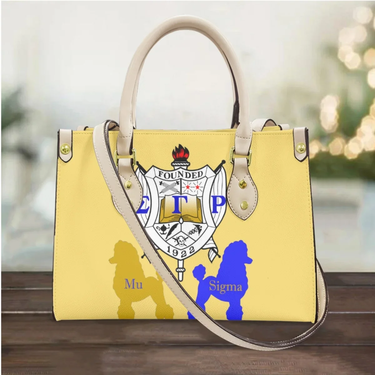 Personalized Sigma Gamma Rho Print Top Handle Shoulder Bag Poodle Pattern Women's Fashion Handbags Large Capacity Party Clutch