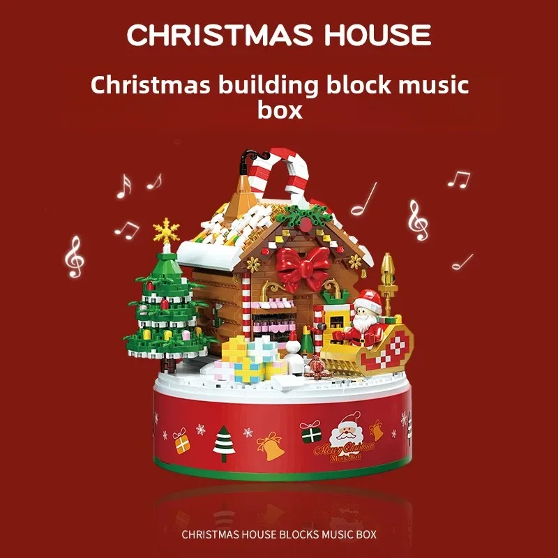 2024 christmas children's gifts creative small gifts girl music box building block tree boys kindergarten christmas eve