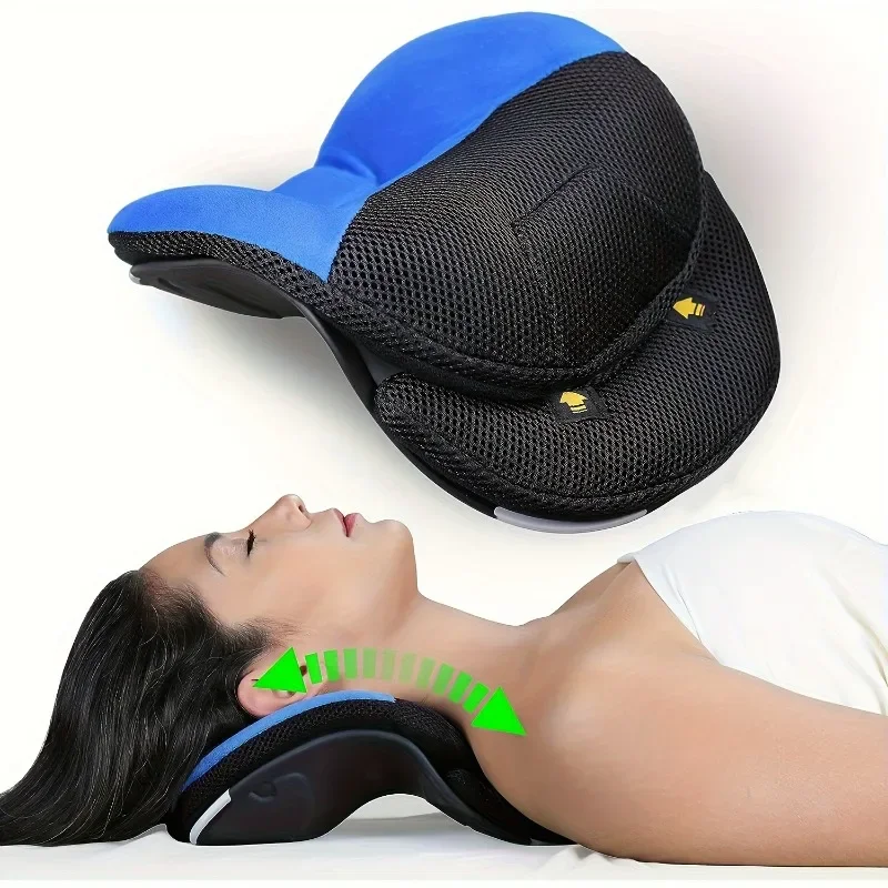 Neck Support Pillow for Spinal Alignment - C-Shaped Design with Elasticity Traction for Neck Correction and Posture Improvement