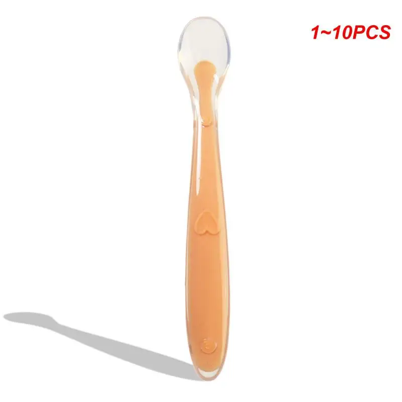 1~10PCS Childrens Spoon Food Grade Silica Gel Environment-friendly Safe Soft Silicone Tableware Baby Spoon