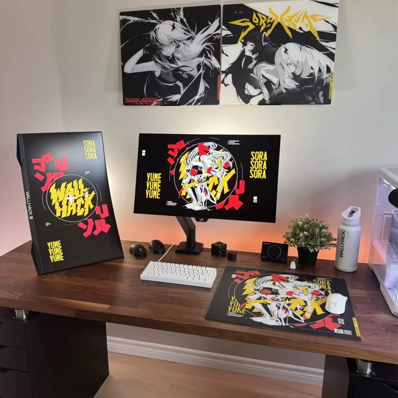 

WALLHACK ARCADE TWINS Стеклянный коврик для мыши с покрытием, праймер с полным покрытием, игровой большой настольный коврик, коврик из закаленного стекла, копия на заказ