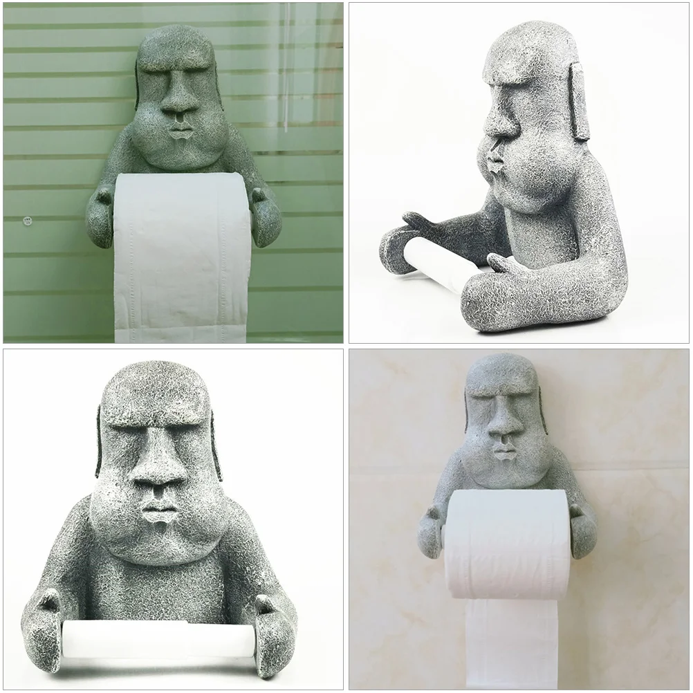 

Moai Tissue Holder Resin Toilet Paper Mounted Roll Paper St Bathroom Hotel Bedroom Office Durability Premium Material