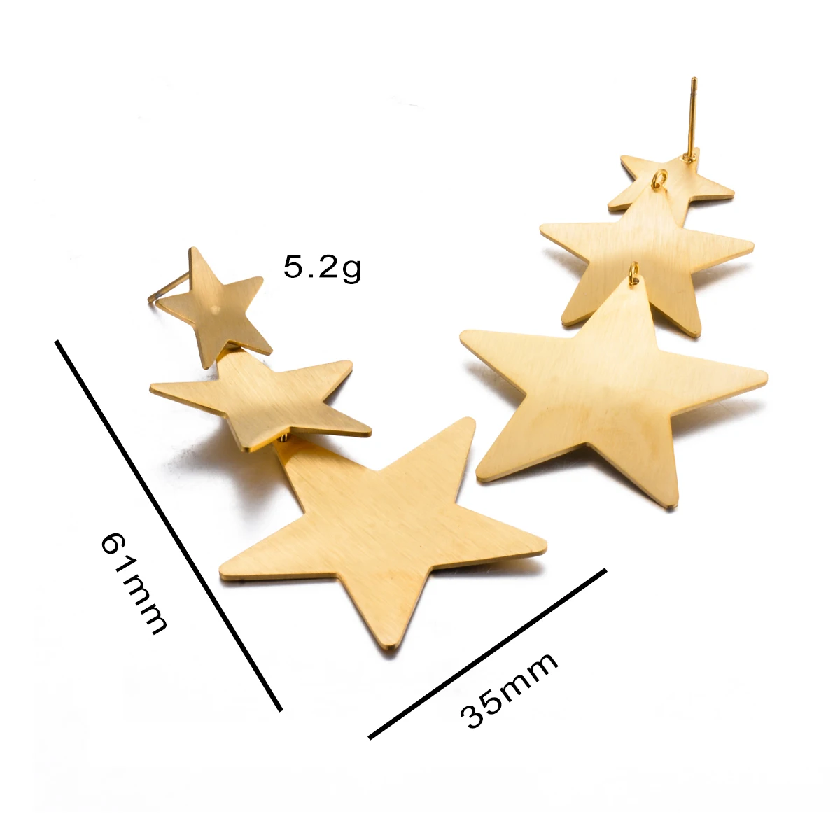 Golden Star Earrings Stainless Steel Fashion Jewelry for Women Waterproof Hypoallergenic Wholesale