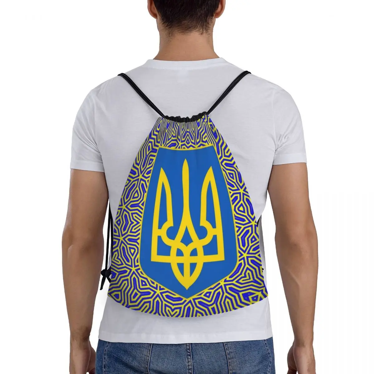 Custom Ukraine Flag Drawstring Bag Women Men Lightweight Ukrainian Coat Of Arms Sports Gym Storage Backpack