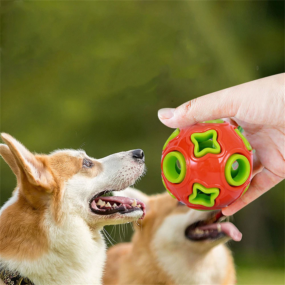 

Bite-resistant TPR Dog Toy Ball with Bells Interactive Dogs Toy Sounding When Rolled or Shaken Rolling Pet Grind Teeth Balls