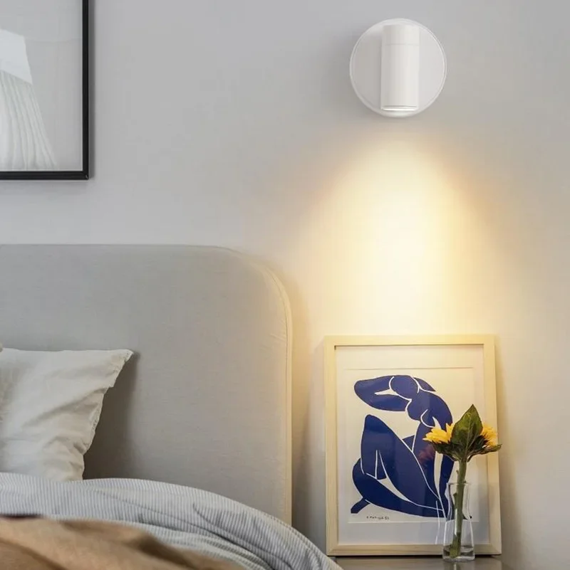Ładowalna przez USB lampa ścienna LED do sypialni z przełącznikiem dotykowym Czarny biały magnes Podstawa magnetyczna Możliwość przyciemniania do