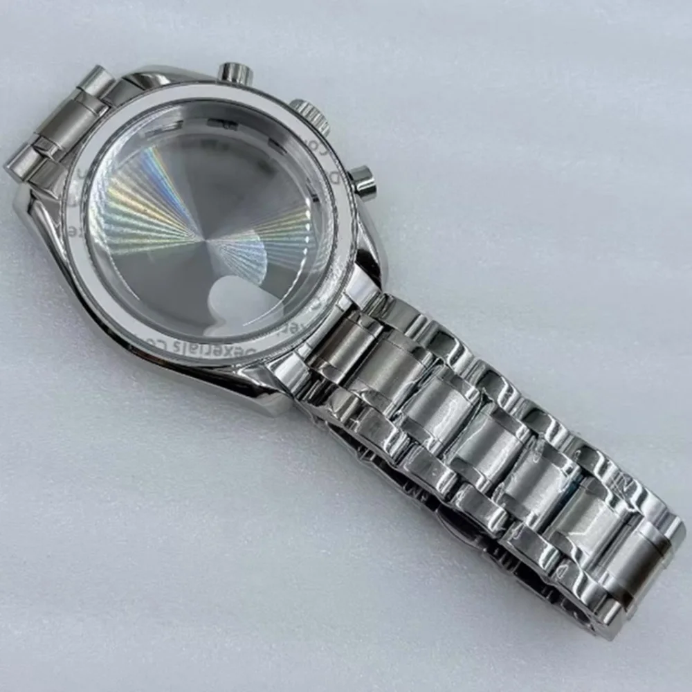 

41mm VK63 Case Watch Strap Set Stainless Steel Mineral Glass Watch Case + Bracelet for VK61 VK63 VK64 VK67 Movement Watch Shell