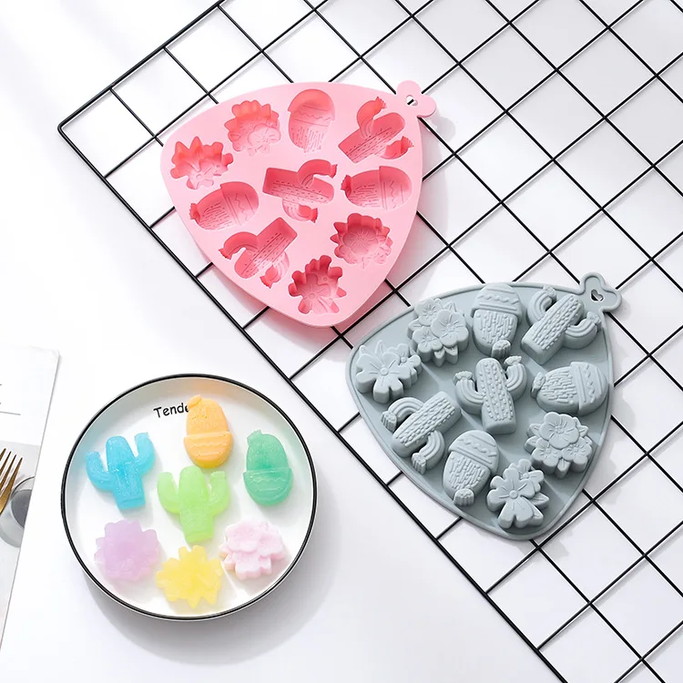 

10 Grid Cactus Flower Silicone Epoxy Mold Multifunctional Candy Food Supplement Chocolate Cake Mold Baking Accessories